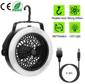 Portable Camping LED Fan 2 in 1 Outdoor Battery/USB Operated Hanging Hook Camping Hiking Travel Lantern Cooling Fan