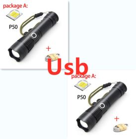 USB Charging Zoom P50 Flashlight (Option: 2pcs Usb)