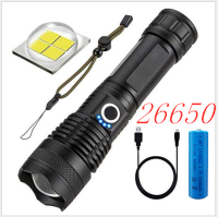 Strong Light Flashlight, Rechargeable, Zoom Power Display, Outdoor Super Bright And Portable (Option: P50 wick 26650battery)